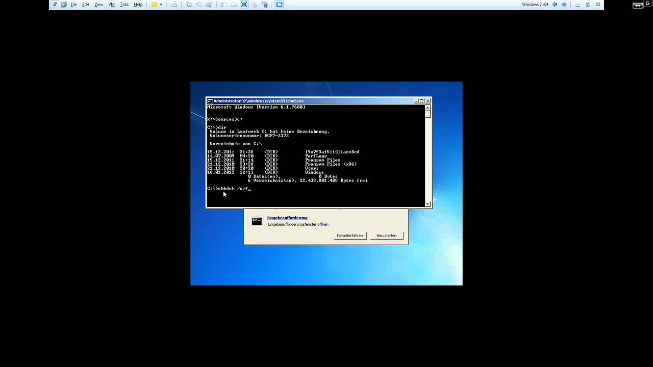 Update CHKDSK Autochk Fehler 766f6c756d652e63 3f1 Win7
