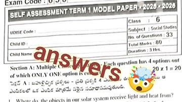 💯6th class social studies sa term 1 question paper answers key real self assessment term 1 paper 