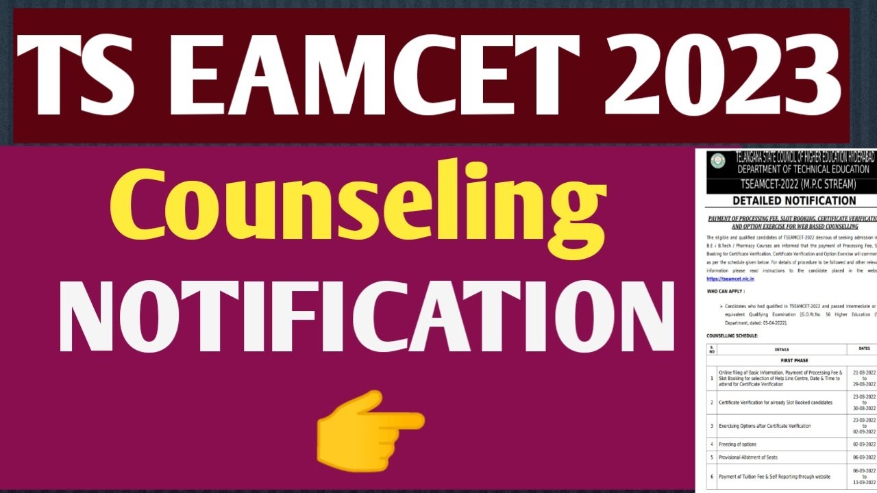 TS EAMCET 2023 Counseling Notification - YouTube