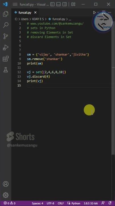 Removing and Discard Data Element in Set Python Tamil #python # ...