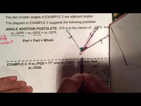 Sep 15: Topic 3-1 Adjacent Angles & Angle Addition Postulate