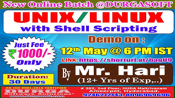 UNIX/LINUX with Shell Scripting Online Training @ DURGASOFT