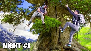 SURVIVING The Night in the forest ON TOP OF A TREE  *BAD IDEA *