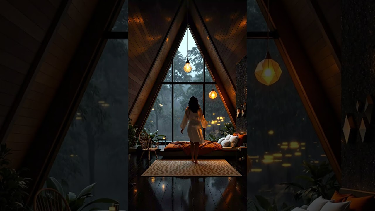 Dream A-Frame Cabin in the Rain 🌧✨ | Cozy Bedroom Escape You’ll Want to Live In!