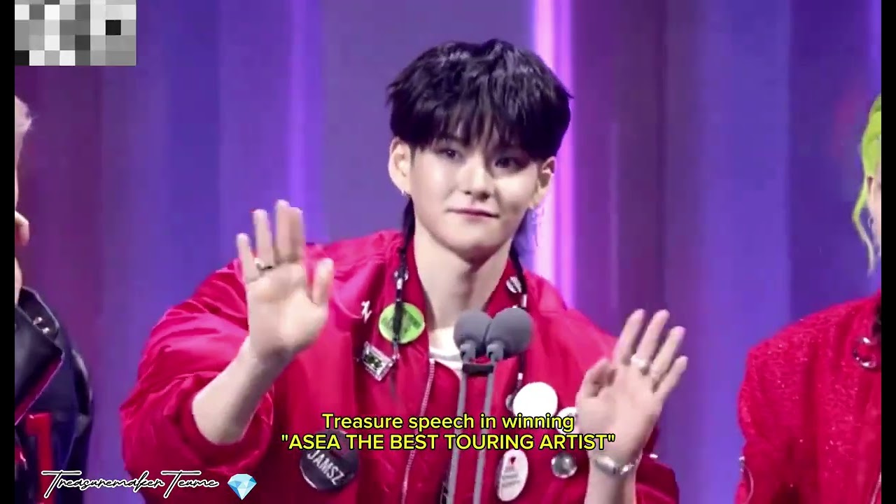 Treasure speech in winning "ASEA THE BEST TOURING ARTIST" 