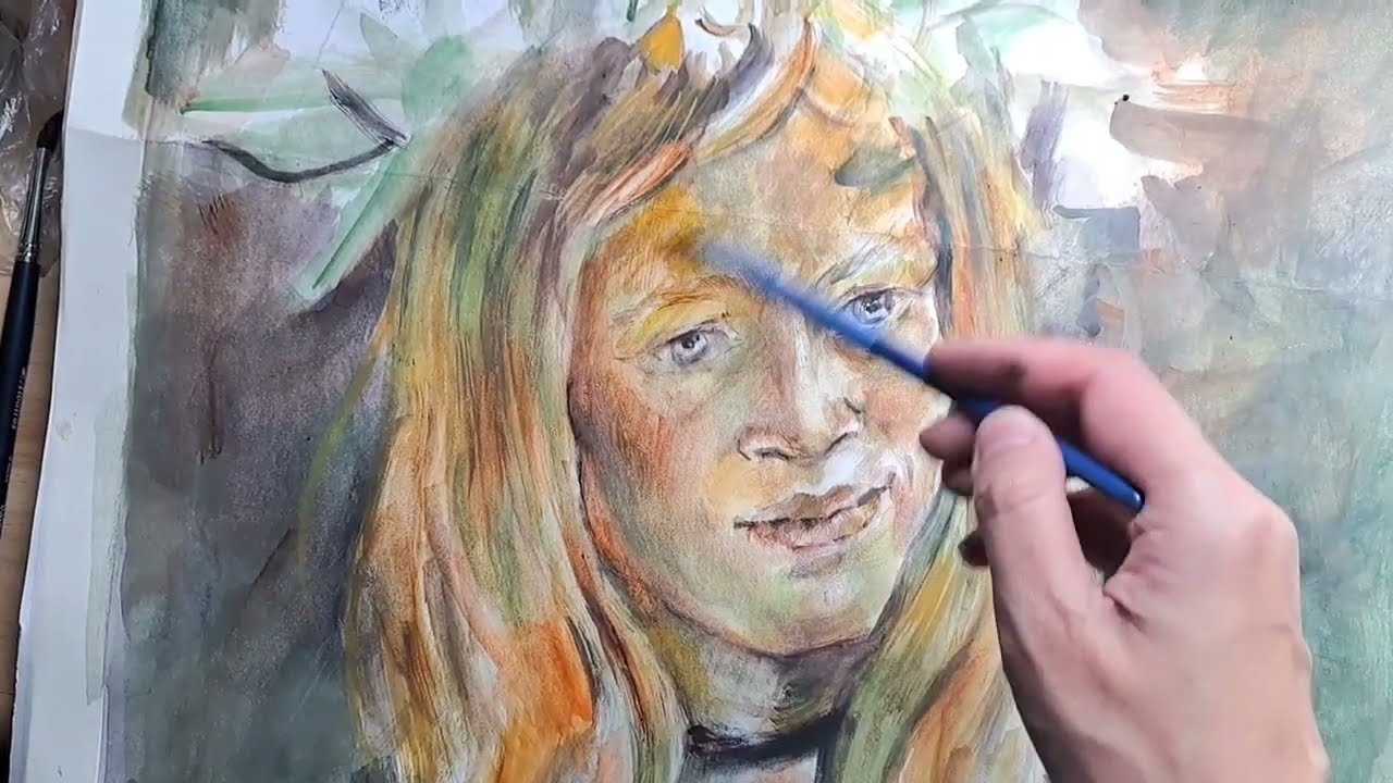 Техника акварели Эндрю Уайета. Andrew Wyeth.Glazing  technique with dry and wet brush.