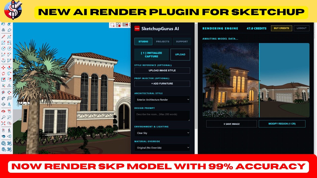 sketchup NEW AI plugin for PHOTO REALISTIC render / SketchupGurus AI ...