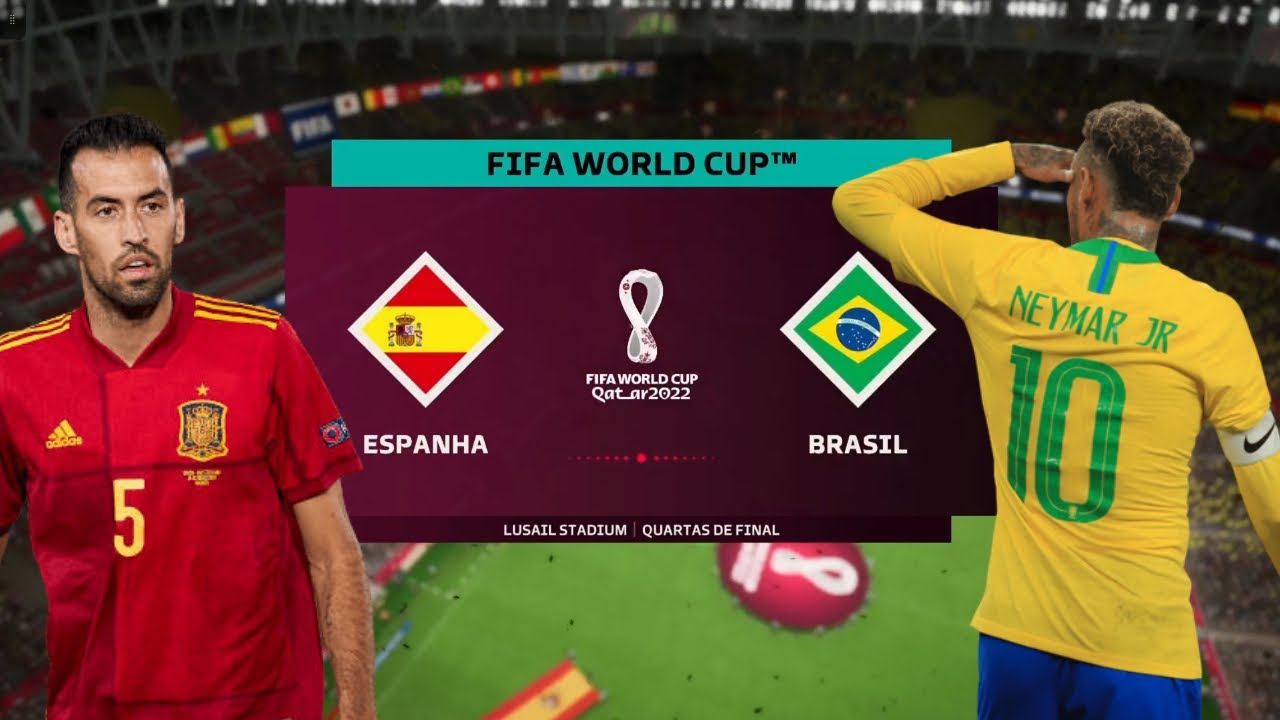 ESPANHA X BRASIL - COPA DO MUNDO 2022 (Quartas de Final - Simulação FIFA  23) - FIFA WORLD CUP QATAR 