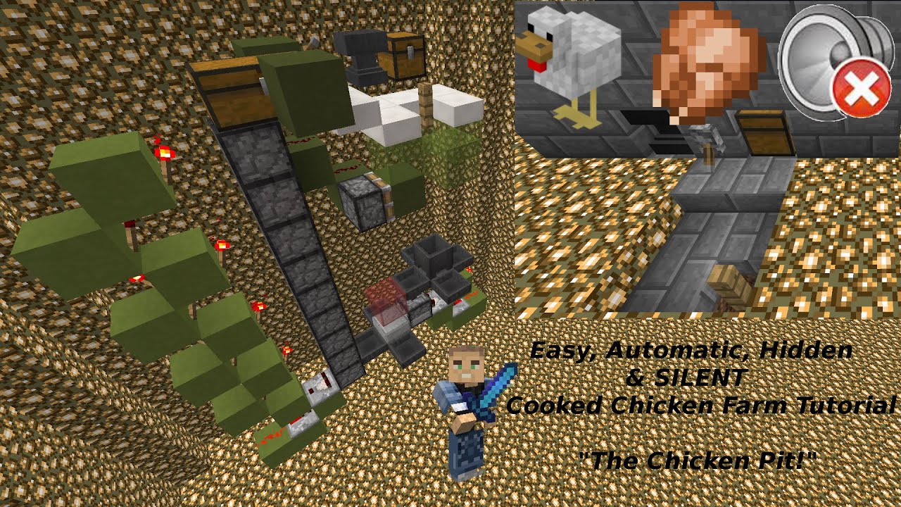 Simple, SILENT Automatic Cooked Chicken Farm KollinsPlays Minecraft
