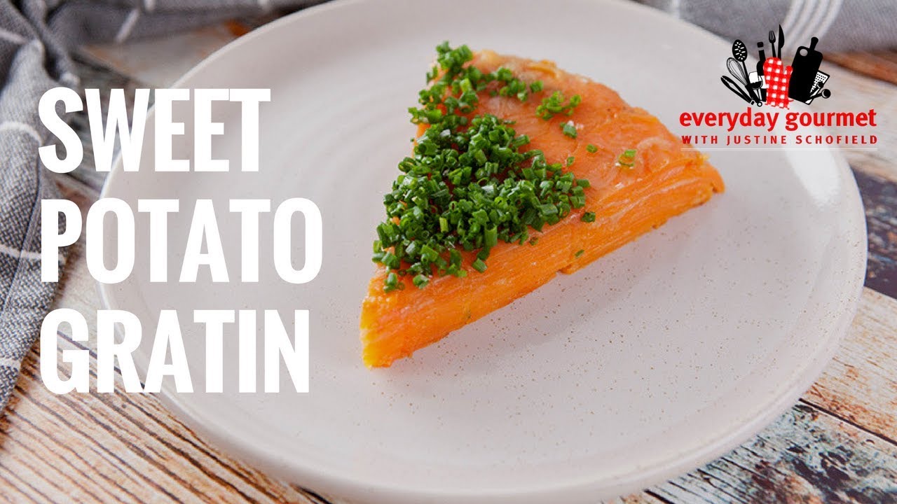 Sweet potato gratin with fresh herbs