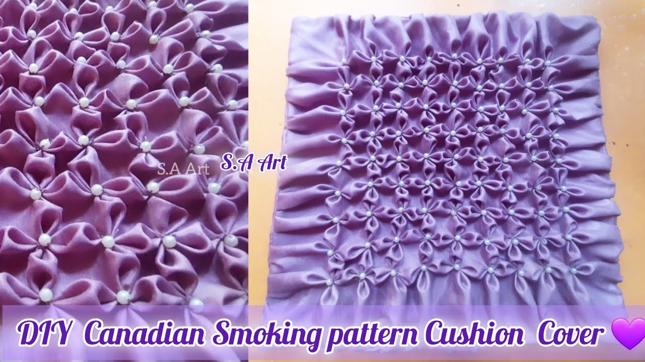 Canadian smoking Tutorial | DIY Beautiful pearls Flower pattern cushion cover with English Subtitles