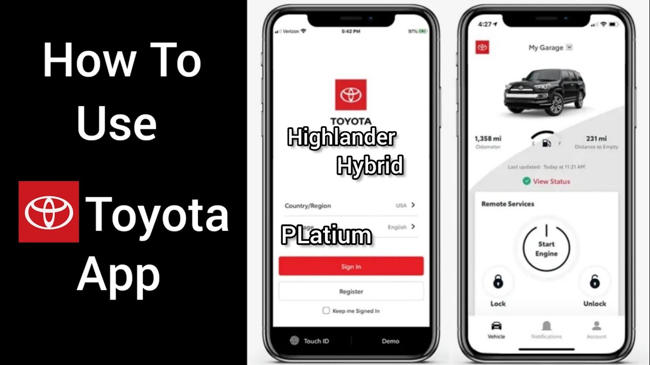 HOW TO USE TOYOTA APP 2023 Highlander Platinum Hybrid - YouTube