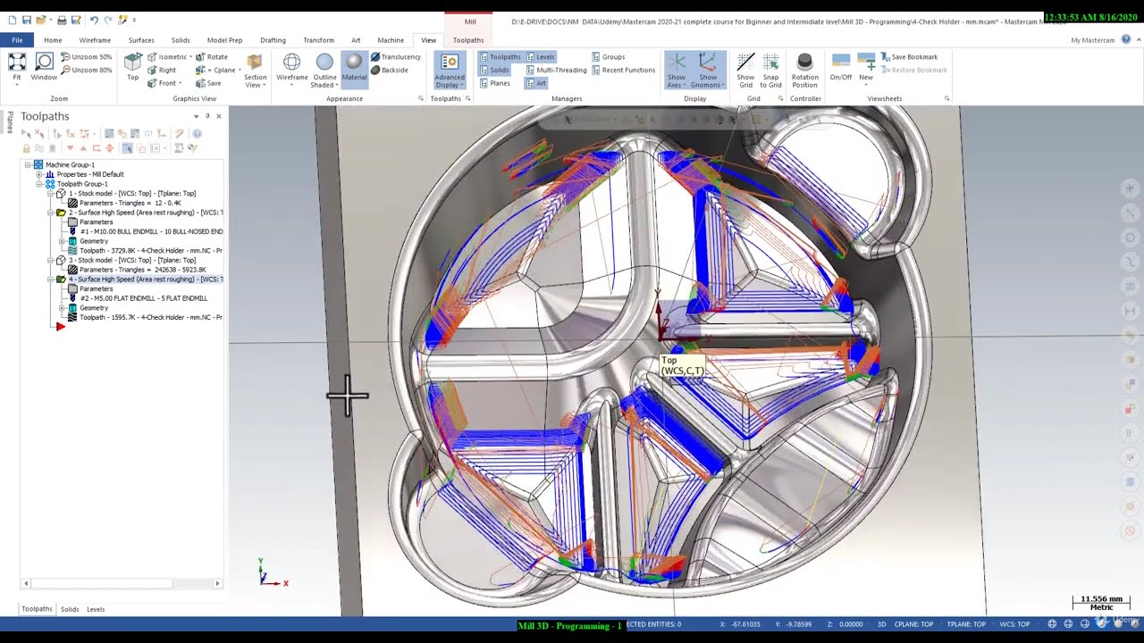 MILL 3 Axis VMC Programming || Mastercam Training Tutorials 12 || Mastercam Training VMC 5 4 3 Axis