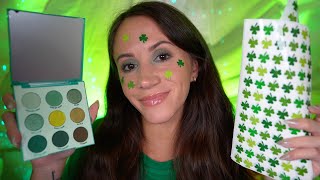 ASMR / Doing Your St. Paddy's Day Makeup ☘️ (fake tattoo, makeup, layered sounds)