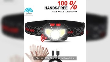 6 Modes Motion Sensor XPE+COB LED Headlamp Flashlight USB Rechargeable Waterproof Camping Head lamp