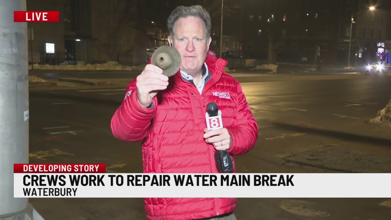 Crews responding to water main break on State Street in Waterbury - YouTube
