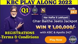 KBC Ghar Baithe Jeeto Jackpot| Apollo 247 Question 1| GBJJ Registration T&C |Kbc Play Along 2022 screenshot 2