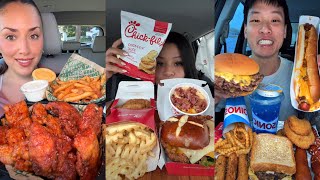 Mukbang Compilation (TikTok) 🥡| Chick fil a, Whataburger, Wingstop and more | Mukbangs 4life