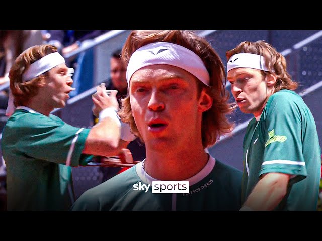 Andrey Rublev erupts at Madrid Open line decision twice 🌋