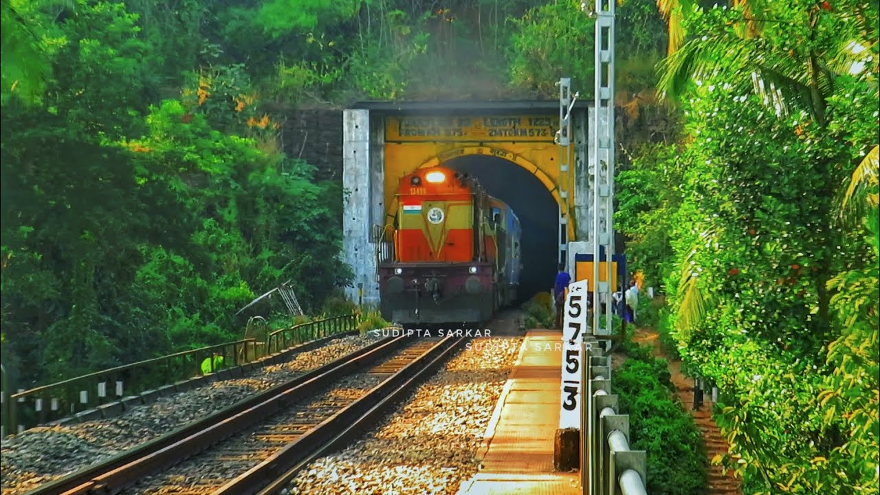 Train Coming Out Of Huge Tunnel 😱 Konkan Railways Tunnel Sharavati