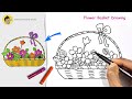 How to Draw Flower Basket for Beginners | Easy Flowers Drawing step by Step | Flower Vase Drawing