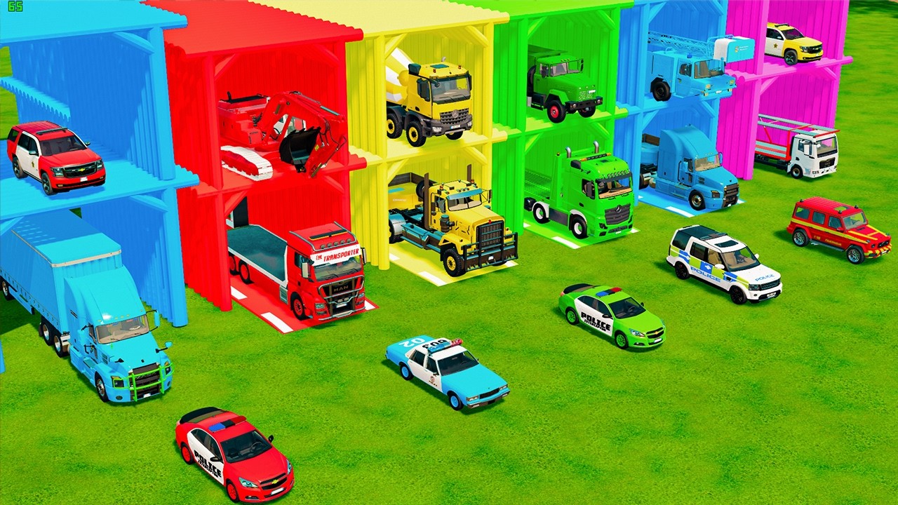 ALL RESCUE AND EMERGENCY VEHICLES, EXCAVATOR, POLICE CARS, DUMP TRUCK TRANSPORT TO GARAGE - FS22