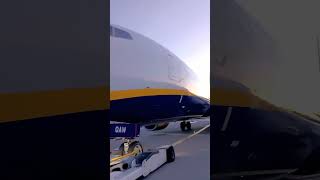 Boeing 737 aircraft pushback, Headset first person view, quiet morning.