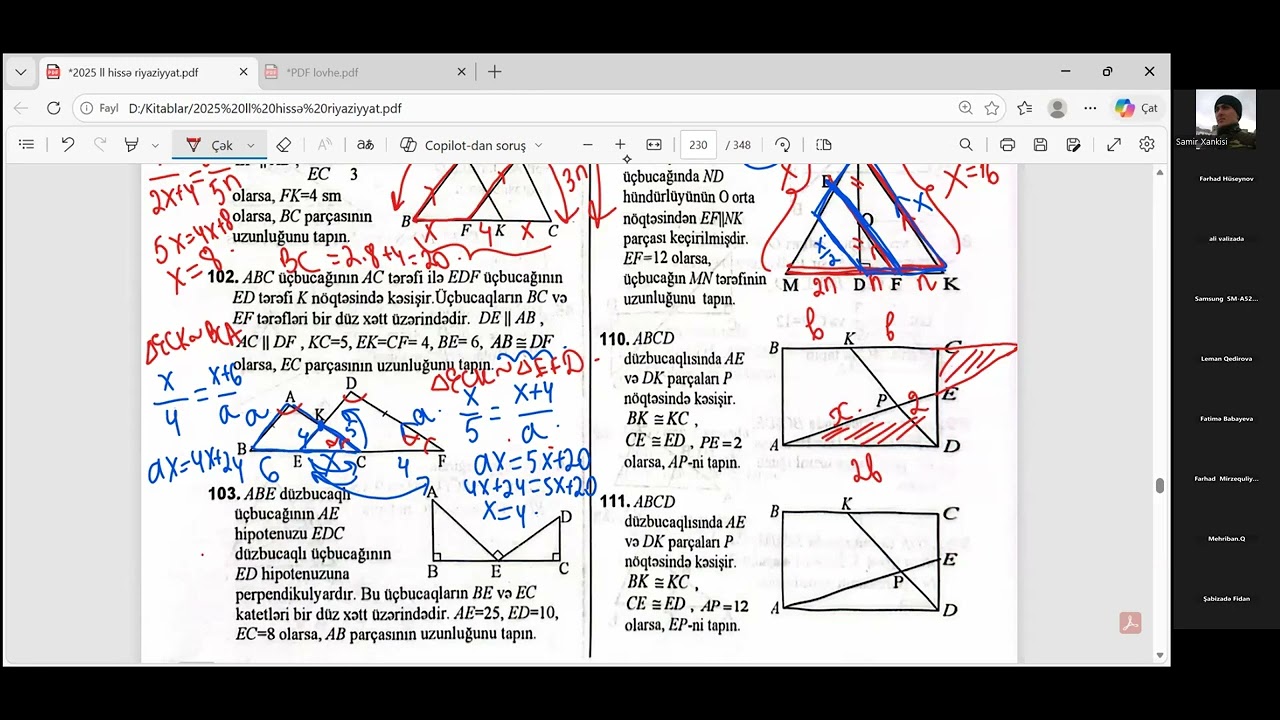 Oxşarlıq , 2ci hissə yeni topludan  seçilmiş suallar