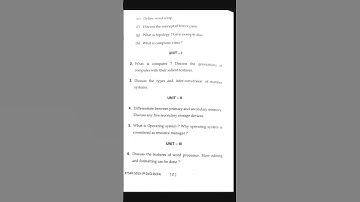 Computer Fundamentals MA MSC Previous Year Question paper MDU #previousyearquestions