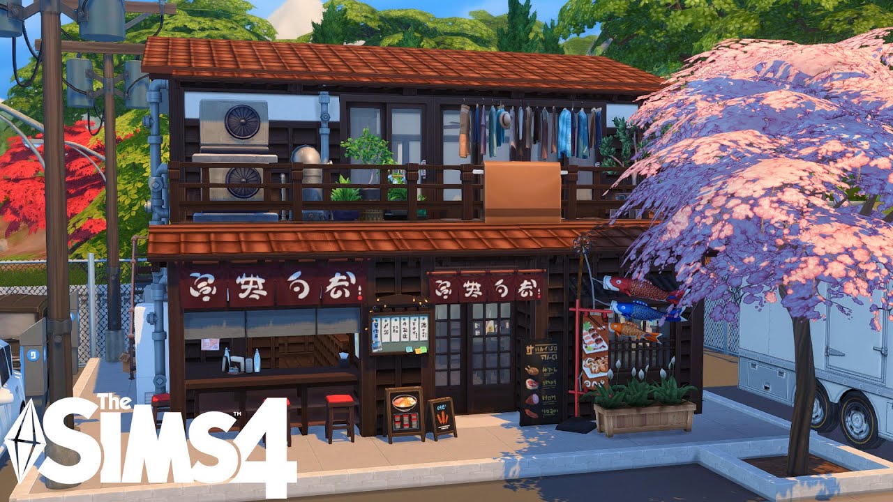 Small Town Restaurant, Mt.Komorebi 🍜🥬 | The Sims 4 | No CC | Stop ...