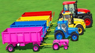 MINI & BIG TRACTOR & TRAILER vs DEEP MUD with PORTAL TRAP - TRACTORS vs MUDDY PARKOUR! FS22