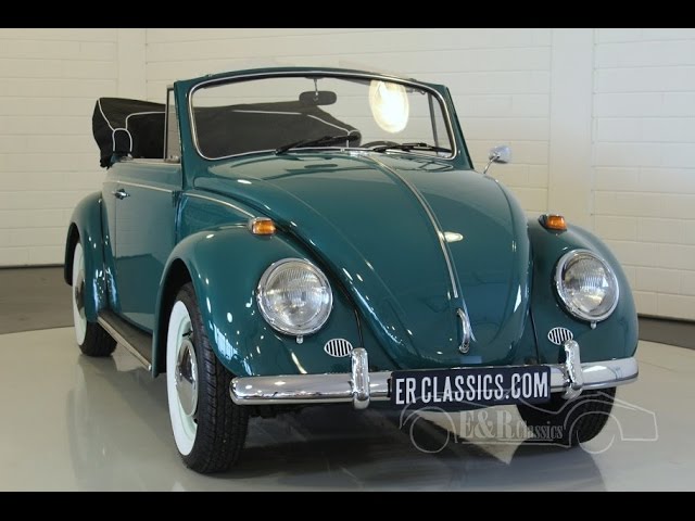 Volkswagen Beetle cabriolet rare 1500 model 1966 Java Green restored  -VIDEO- www.ERclassics.com 