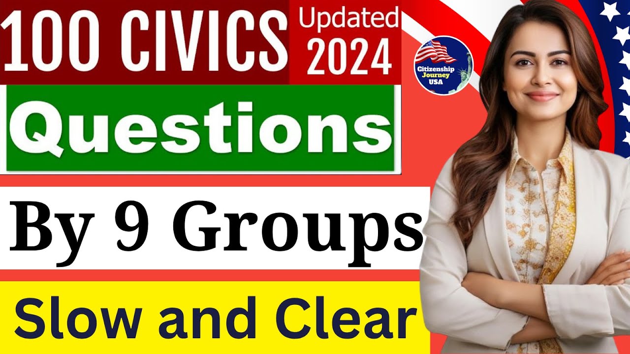 100 Civics Questions 2025 by 9 Groups for the US Citizenship Test with ...
