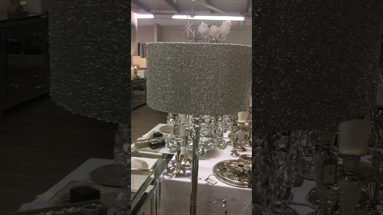 Sparkly Silver Mirrored Crystal Glass Droplets Glitter Floor Lamp