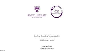 How to read a journal article - Cracking the Code