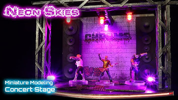 DIY Cyberpunk Miniature Terrain - Concert Stage! (Neon Skies)