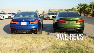 BMW M5 Competition AWE Exhaust vs Stock.  Startup and Revs