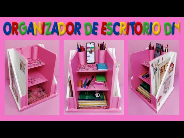 MANUALIDADES CON CARTÓN RECICLADO ORGANIZADOR DE ESCRITORIO CASERO DIY -  SANTIAGO Y SUS IDEAS 