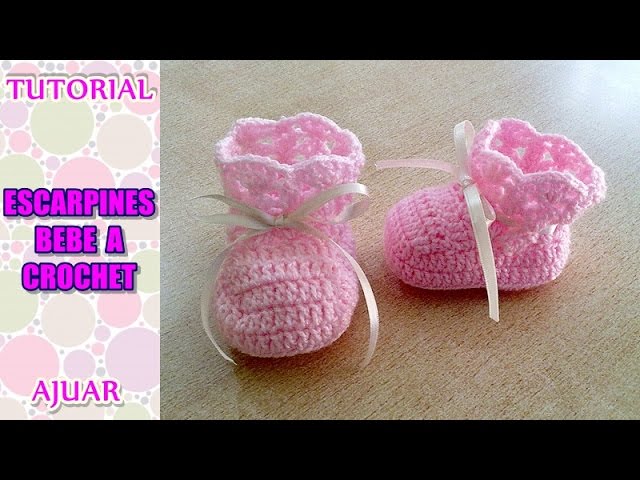 DIY tejer escarpines, botitas, para bebe a crochet, ganchillo AJUAR - YouTube