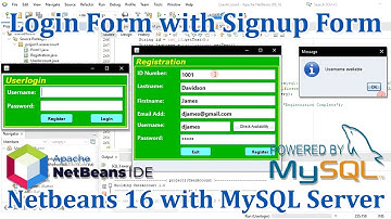 Login Form with Registration Form - Netbeans 16 with MySQL Server Database - Java with Maven