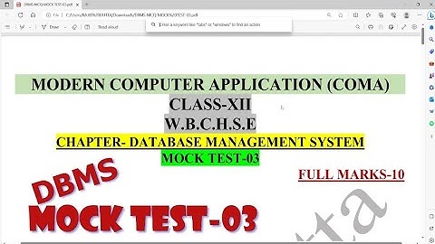 Computer Application | Computer Science| Mock Test-03 | WBCHSE | DBMS | 10 MCQ | in Bengali