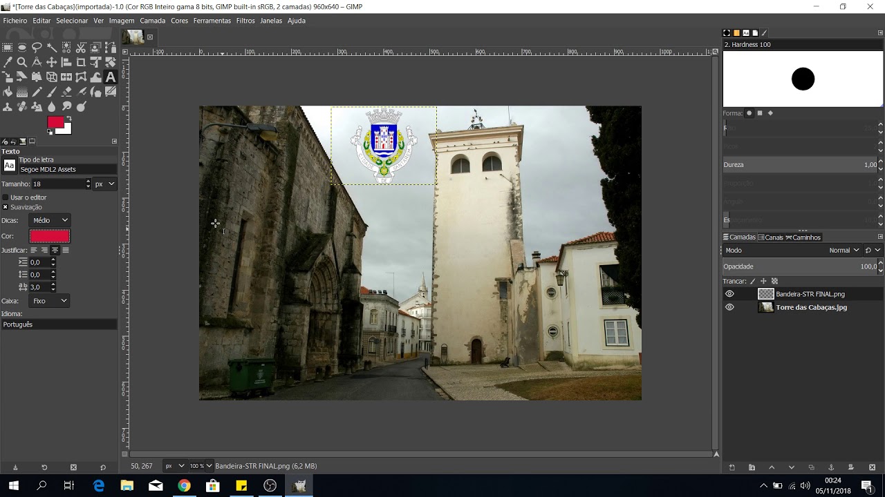 Gimp TL7 ft05 - Ferramenta Escala, Mover e Texto Simples. Camadas