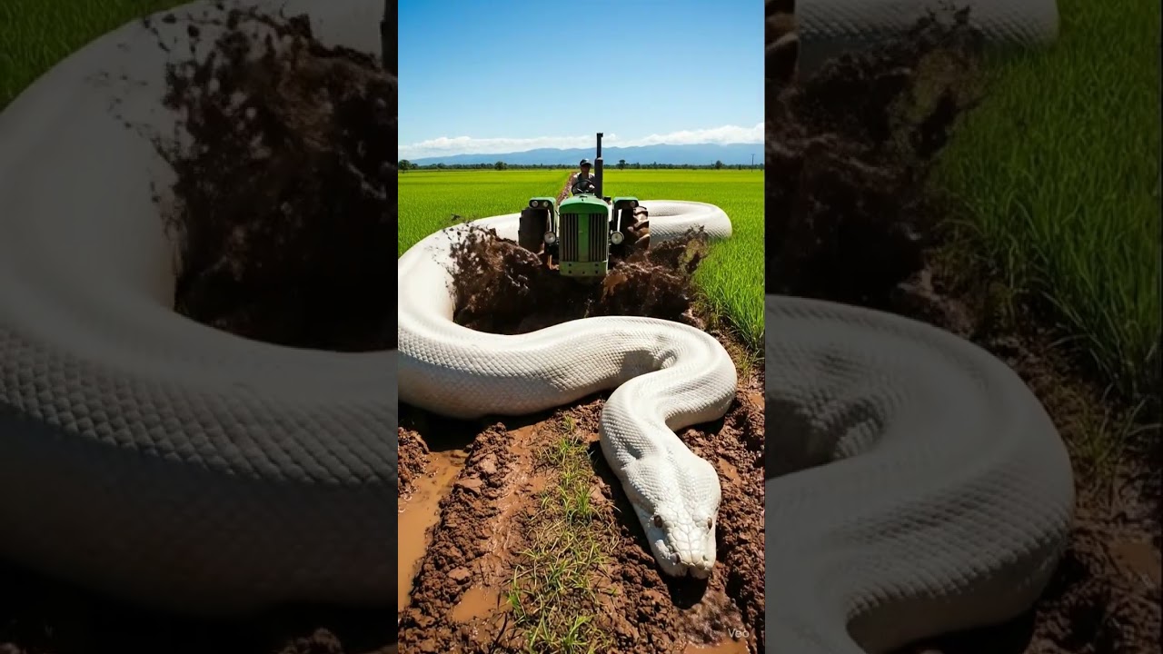 WHITE PYTHON vs TRACTOR | Epic Snake Encounter in Rice Fields!