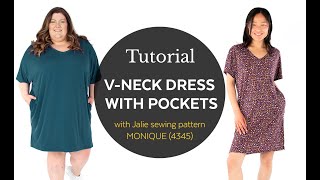 How to sew a dress with pockets -View B- (Jalie pattern 4345 Monique)