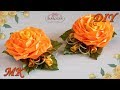 🌹 РОЗА ИЗ ЛЕНТ. Украшение на заколку, ободок. Цветы канзаши МК/DIY