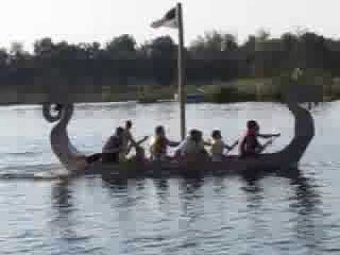 viking longship cardboard boat race - YouTube