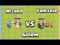 Every level valkyrie  wizard vs every level golem   clash of clans