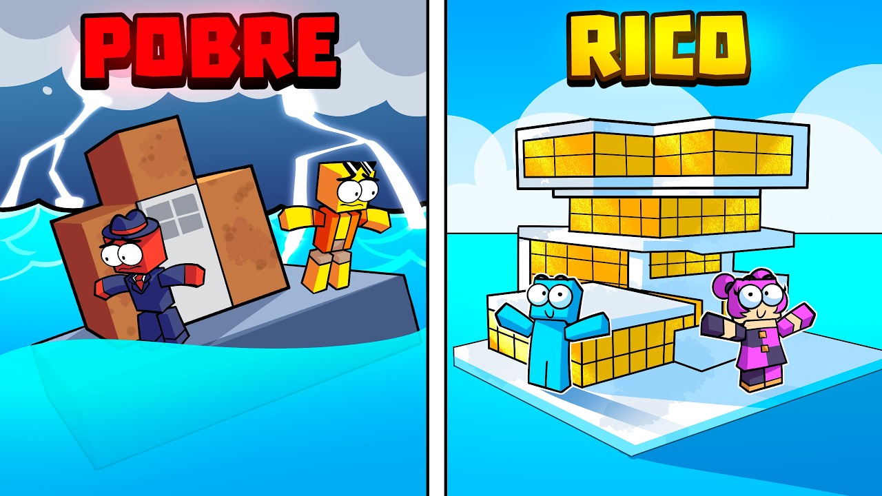 Casa de Água de Rico VS Casa na Água de Pobre no Minecraft!