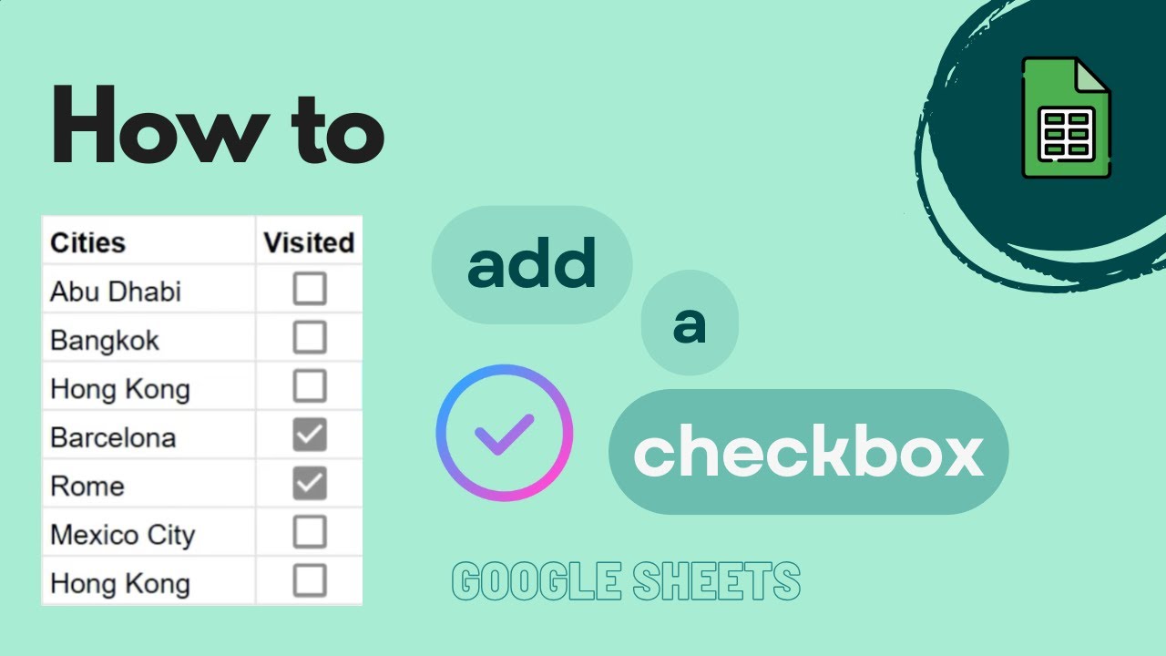 Google Sheets: How to Add a Checkbox - YouTube