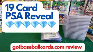 HUGE 19 CARD PSA REVEAL!!  Gotbaseballcards.com review!!  Big Rookies!!!